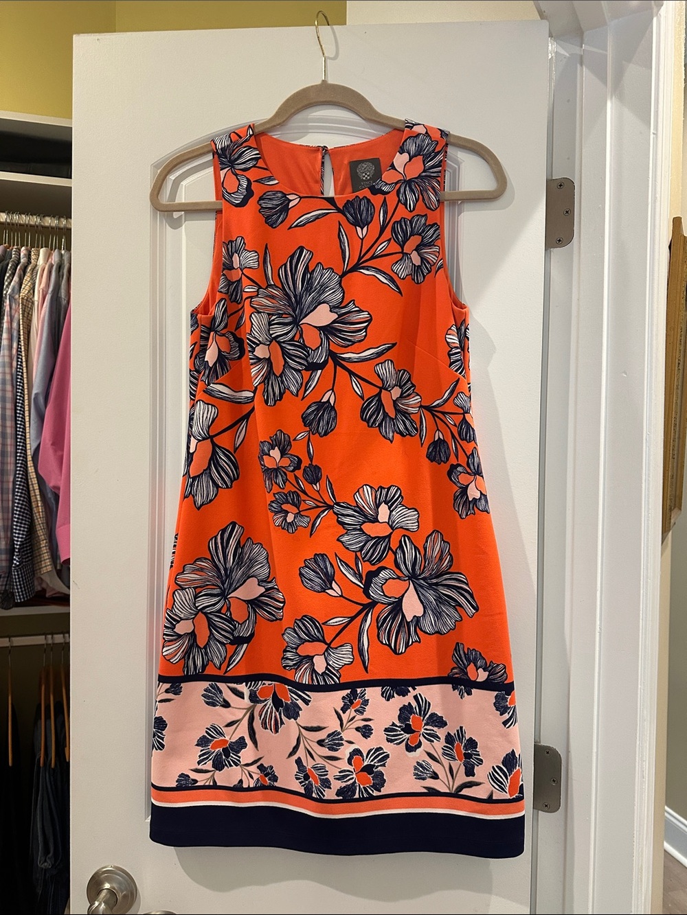 Sleeveless Orange Floral Shift Dress by Vince Camuto